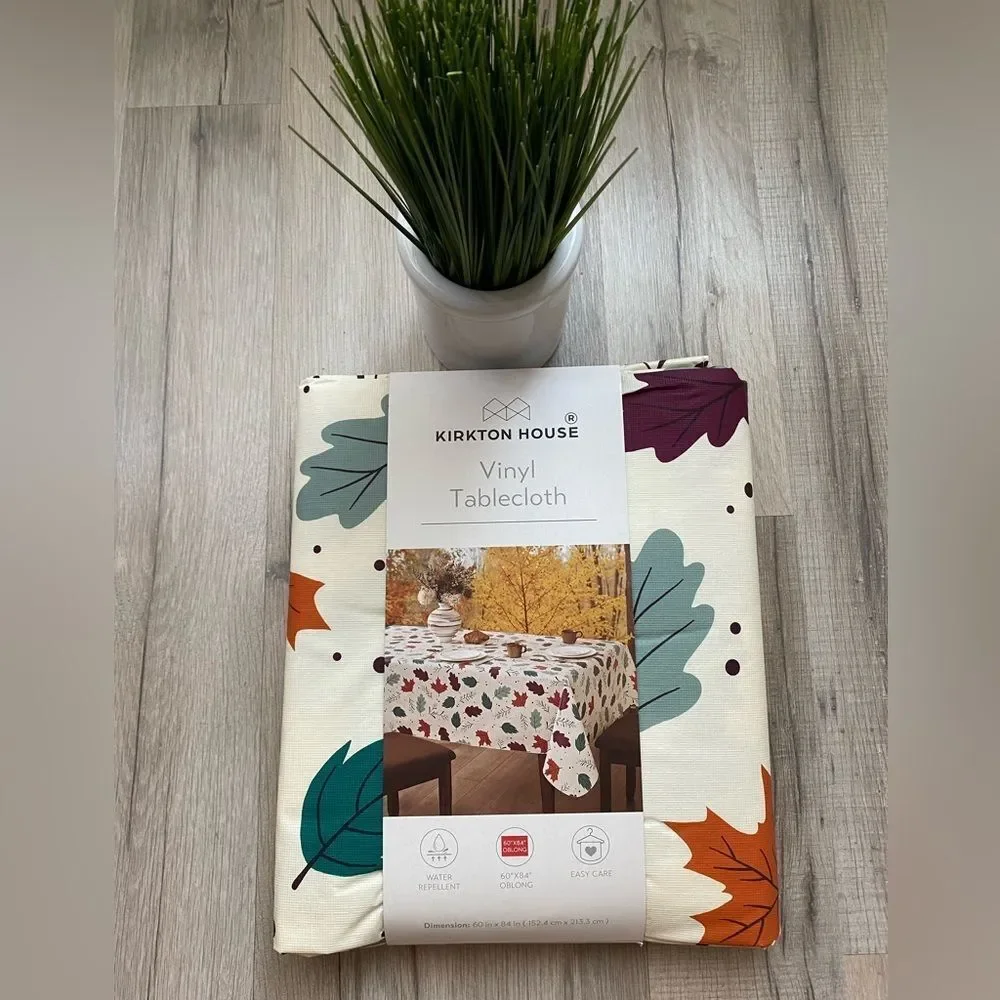 Kirkton House Leaf Print 60x84” Oblong Vinyl Tablecloth